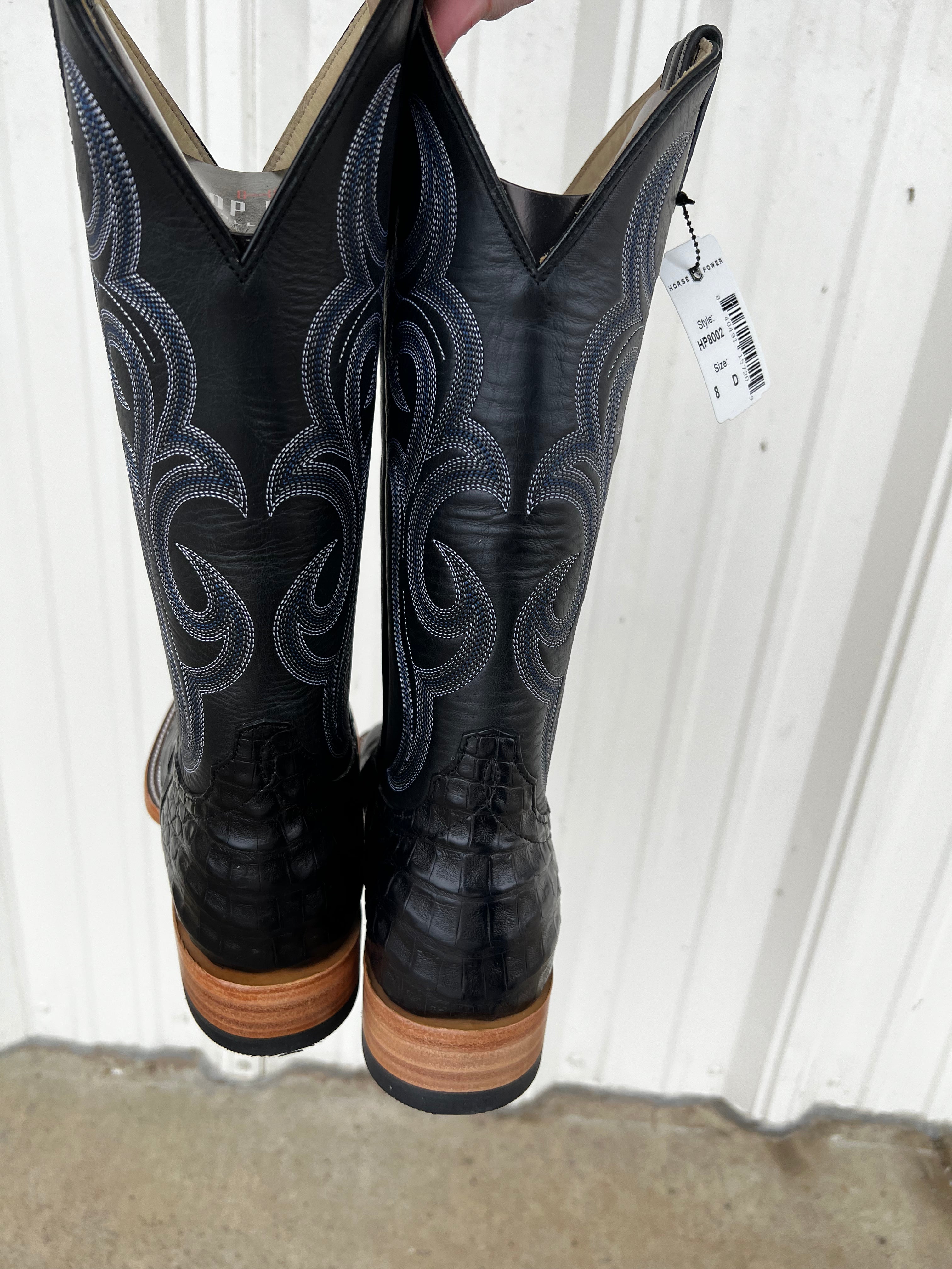 Horsepower Top Hand Black Caiman Belly Boots (HP8002)