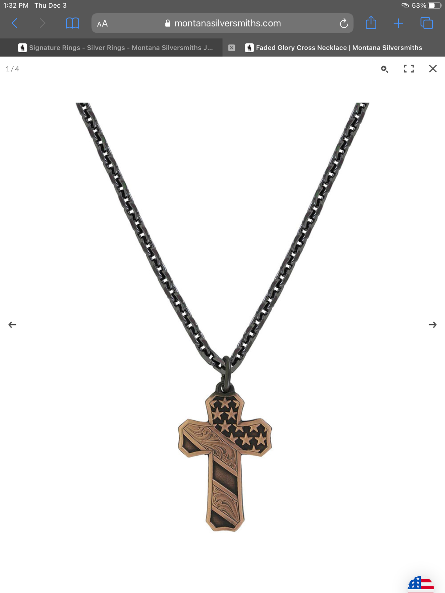 Montana Siversmith Faded Glory Cross Necklace