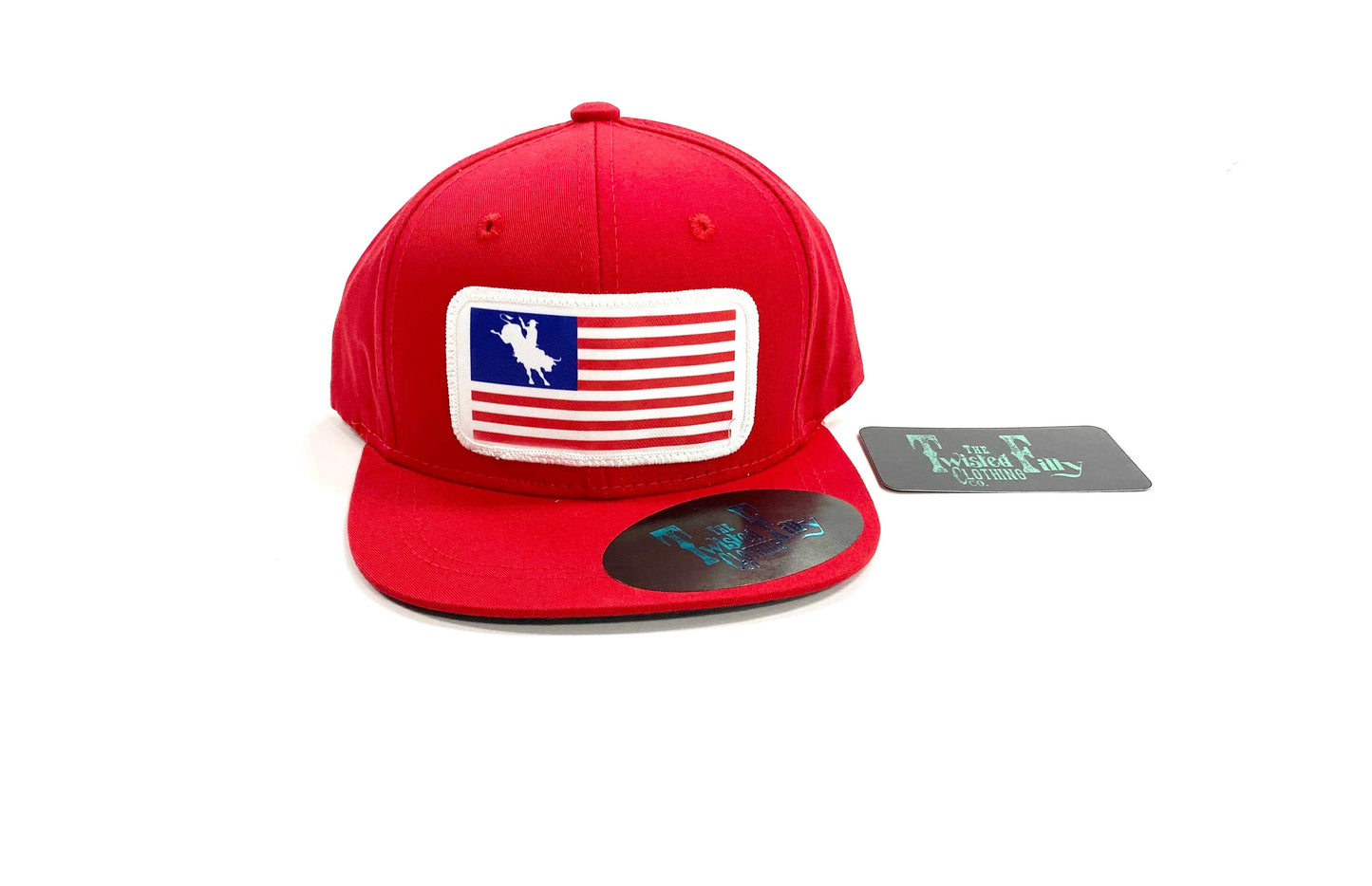 THE TWISTED FILLY CLOTHING CO. American Flag (Bull) - Toddler Snapback Hat - Red