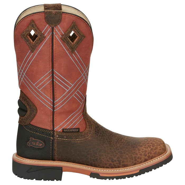 Men's Justin Stampede Hybred Dalhart Brown Waterproof Soft Toe Work Boot (SE4216)