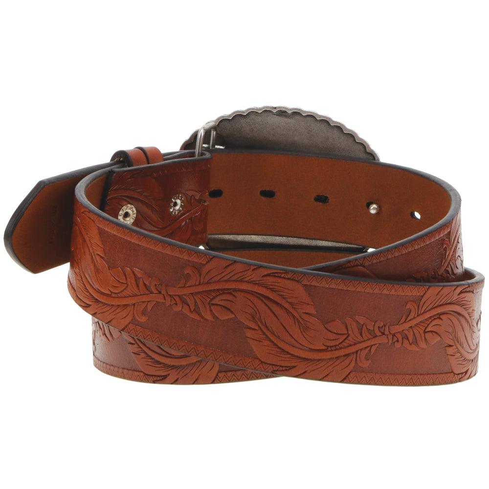 HOOEY "ORIGINAL HOOEY LADIES BELT" NATURAL /BROWN W/TURQUOISE RODEO BUCKLE SKU: HWBLT001-S