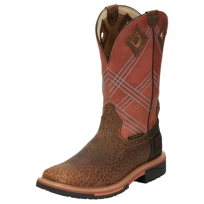 Men's Justin Stampede Hybred Dalhart Brown Waterproof Soft Toe Work Boot (SE4216)