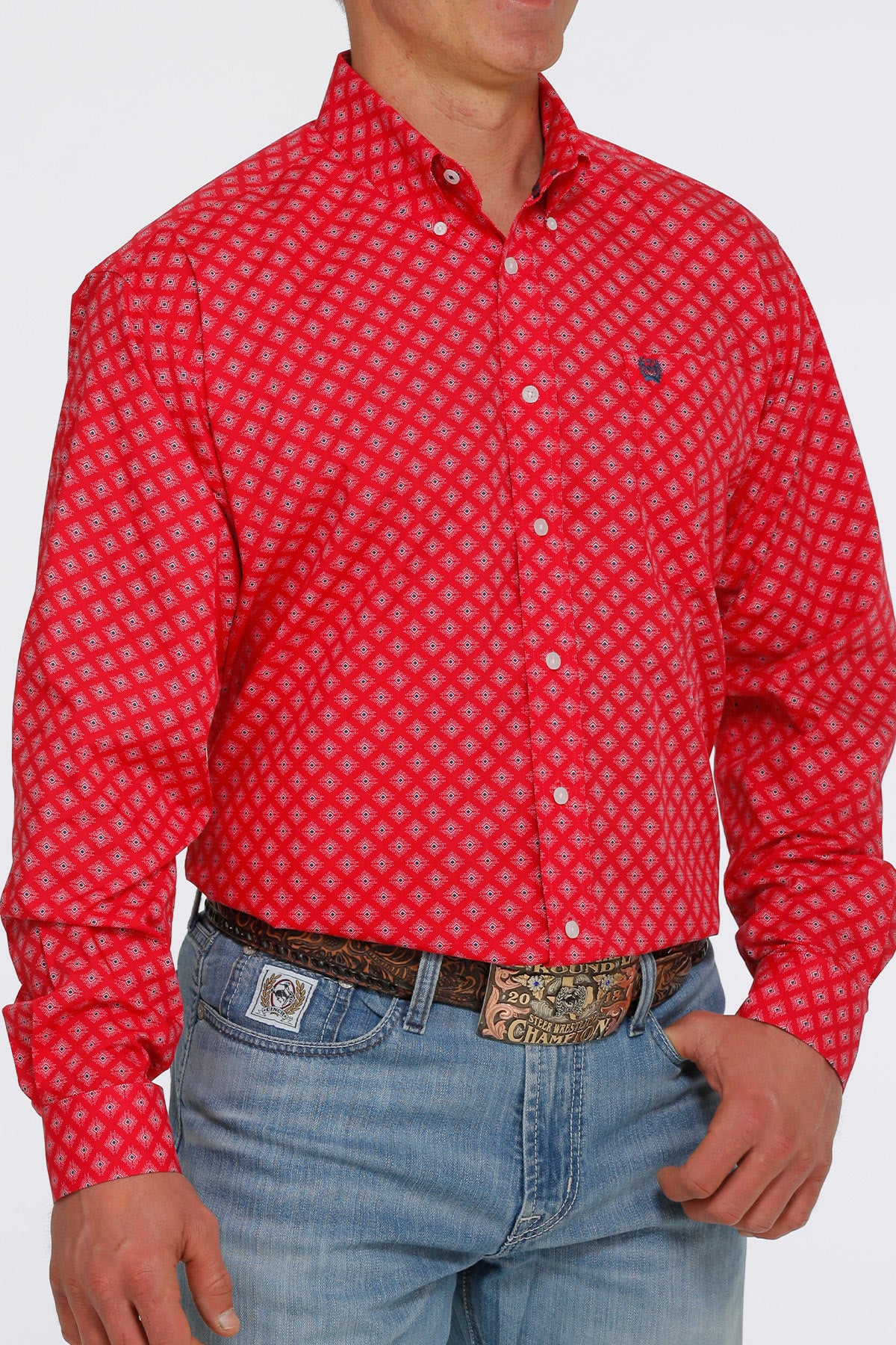 Men’s Cinch Red Patterned Shirt (5398)