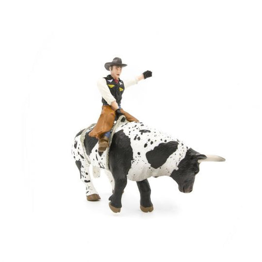 Little Busters Bucking Bull & Rider Black and White Toy